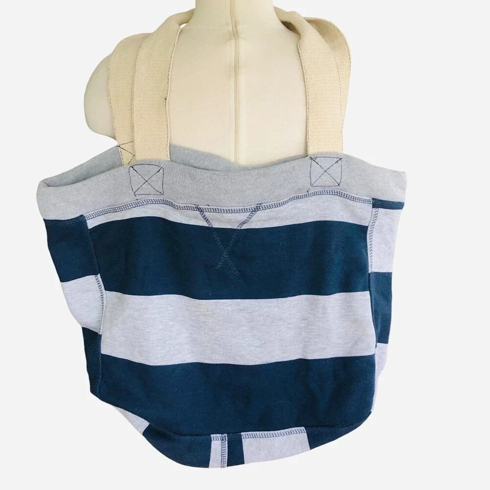 MV Sport Beachcomber Sleepover Oversized Drawstring Tote Bag Navy & Gray Stripe